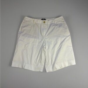 Talbots Perfect Shorts Womens 10 Petite White Cotton Stretch Casual 9" Inseam